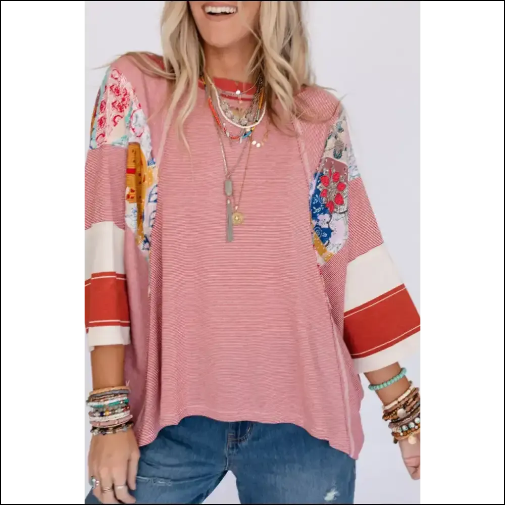 Needful Things: Red Striped Floral Color Block Top - Mischief Managed! 😉