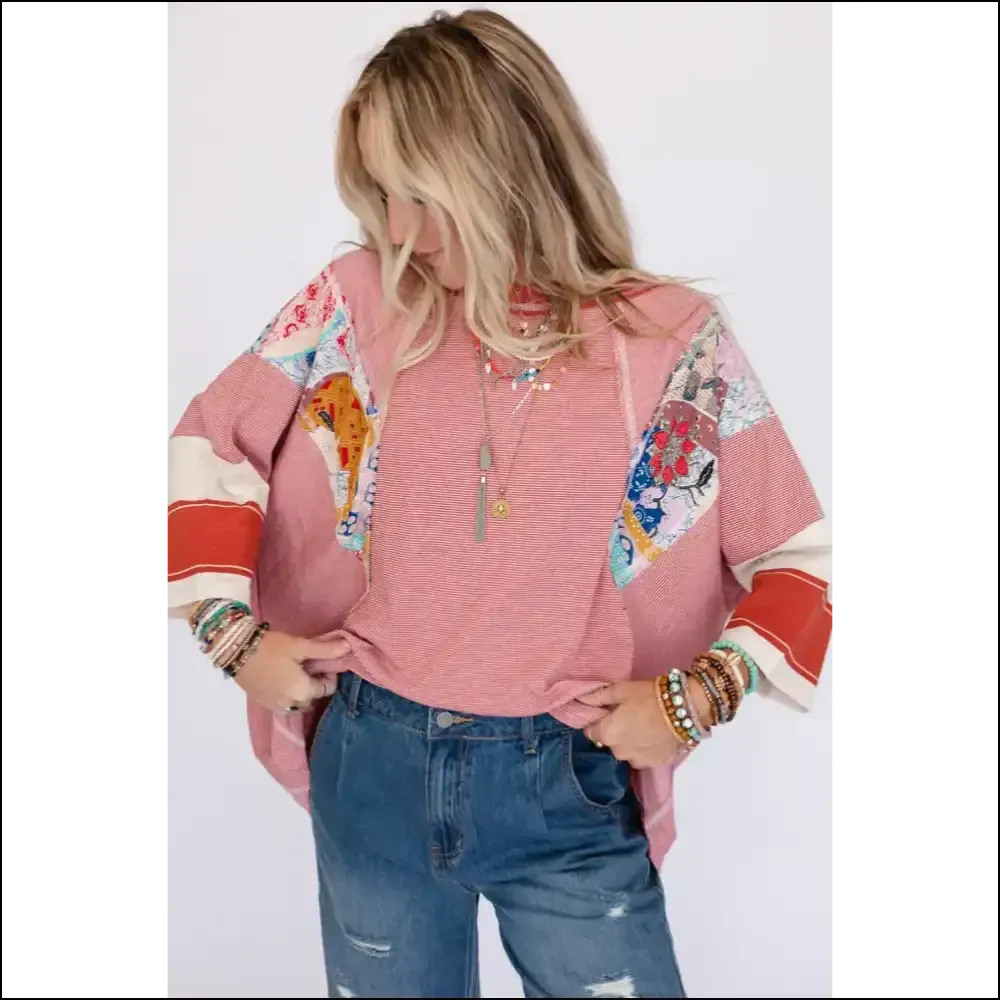 Needful Things: Red Striped Floral Color Block Top - Mischief Managed! 😉