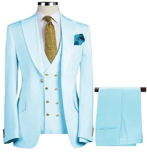 New 3 Pcs Set Men Suit Fashion Men's Casual Boutique Business Groom Wedding Jacket Blazers Coat (Blazer Vest Pant)