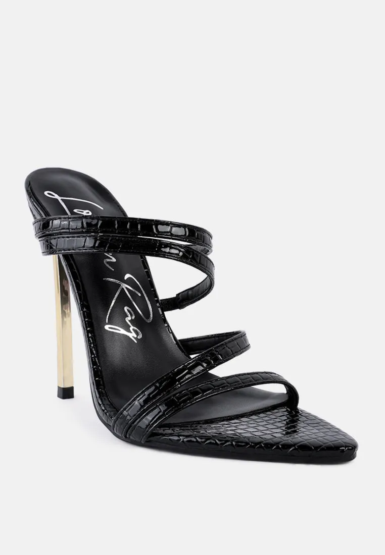 New Affair Croc Strappy High Heel Sandals By Ruw