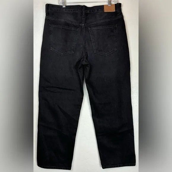 NEW Madewell Low Slung Straight Button Fly Denim Slouchy Jeans 31W Black 0765