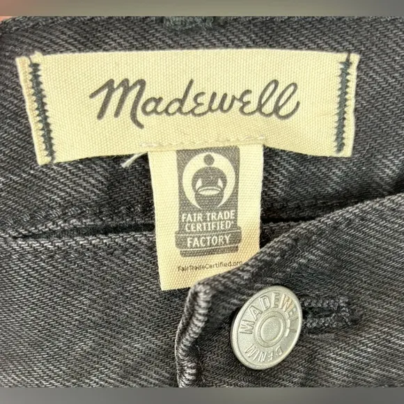 NEW Madewell Low Slung Straight Button Fly Denim Slouchy Jeans 31W Black 0765