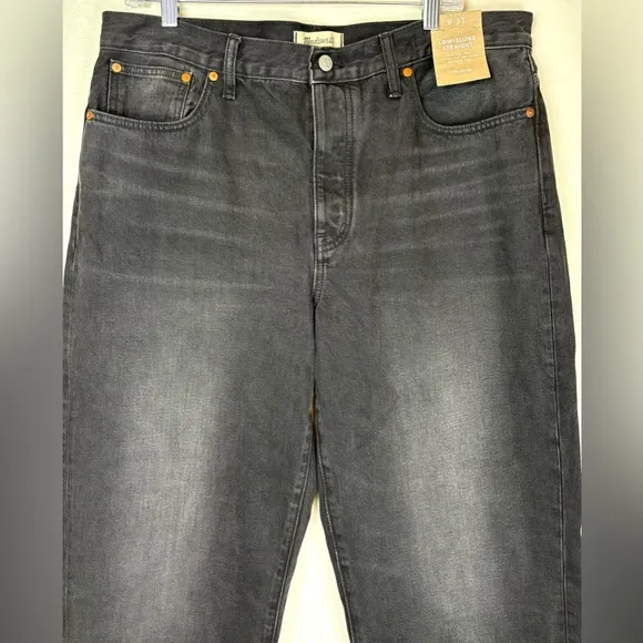 NEW Madewell Low Slung Straight Button Fly Denim Slouchy Jeans 31W Black 0765