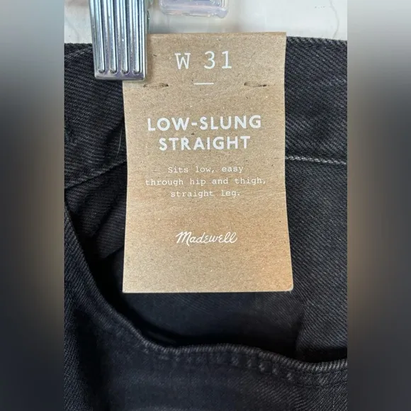 NEW Madewell Low Slung Straight Button Fly Denim Slouchy Jeans 31W Black 0765