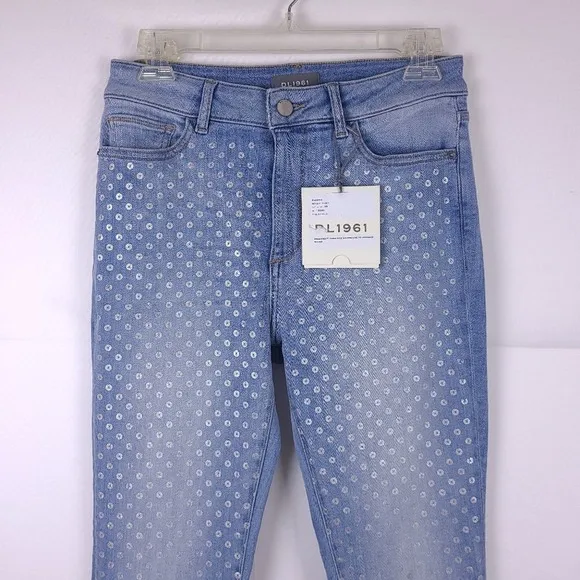 NWT DL1961 Ankle Skinny Farrow Jeans Size 27 Raw Hem High Rise Light Wash