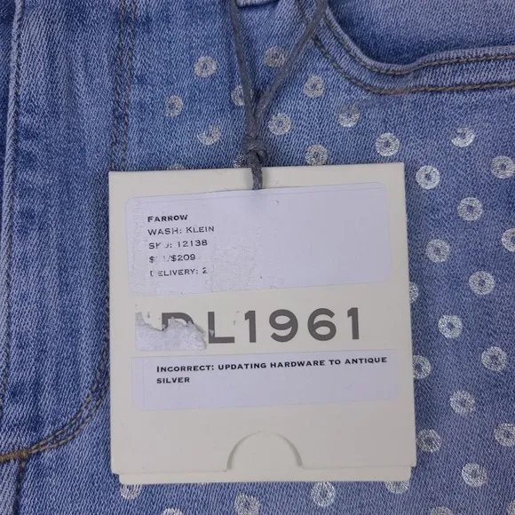 NWT DL1961 Ankle Skinny Farrow Jeans Size 27 Raw Hem High Rise Light Wash