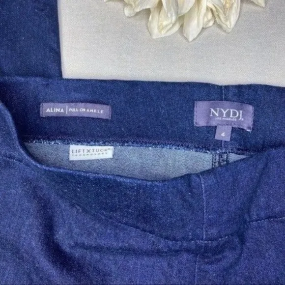 NYDJ Alina Pull On Skinny Ankle Jeans Stretch Dark Blue 4