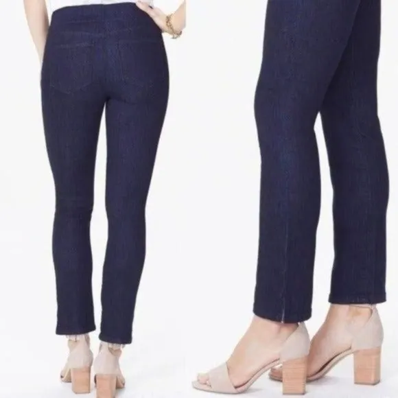 NYDJ Alina Pull On Skinny Ankle Jeans Stretch Dark Blue 4