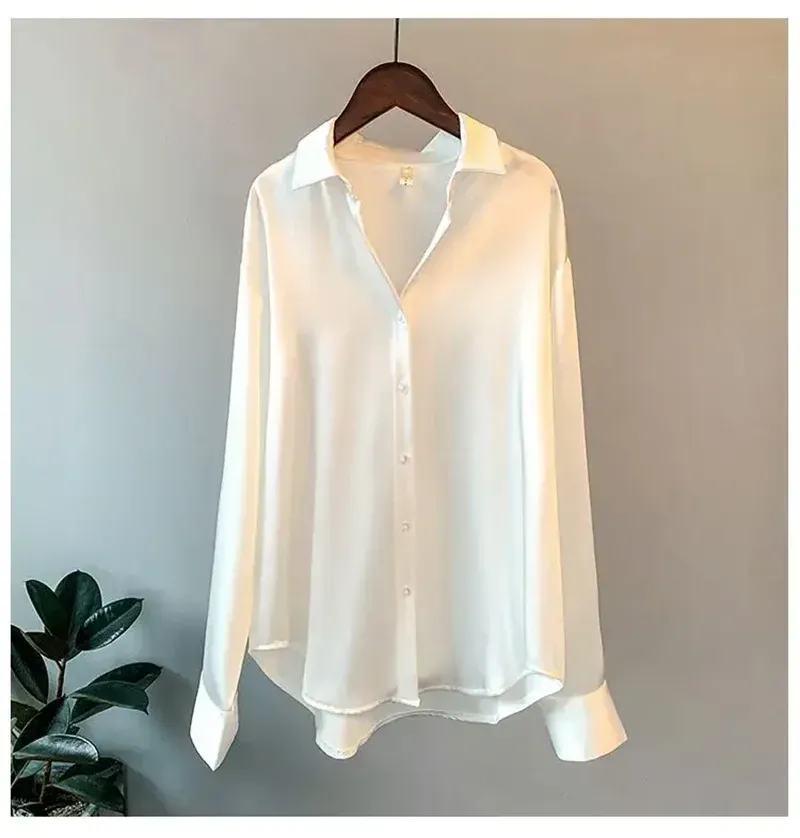 Obsidian Phoenix Women’s Silk Shirt - Vintage Long-Sleeve Overshirt Blouse