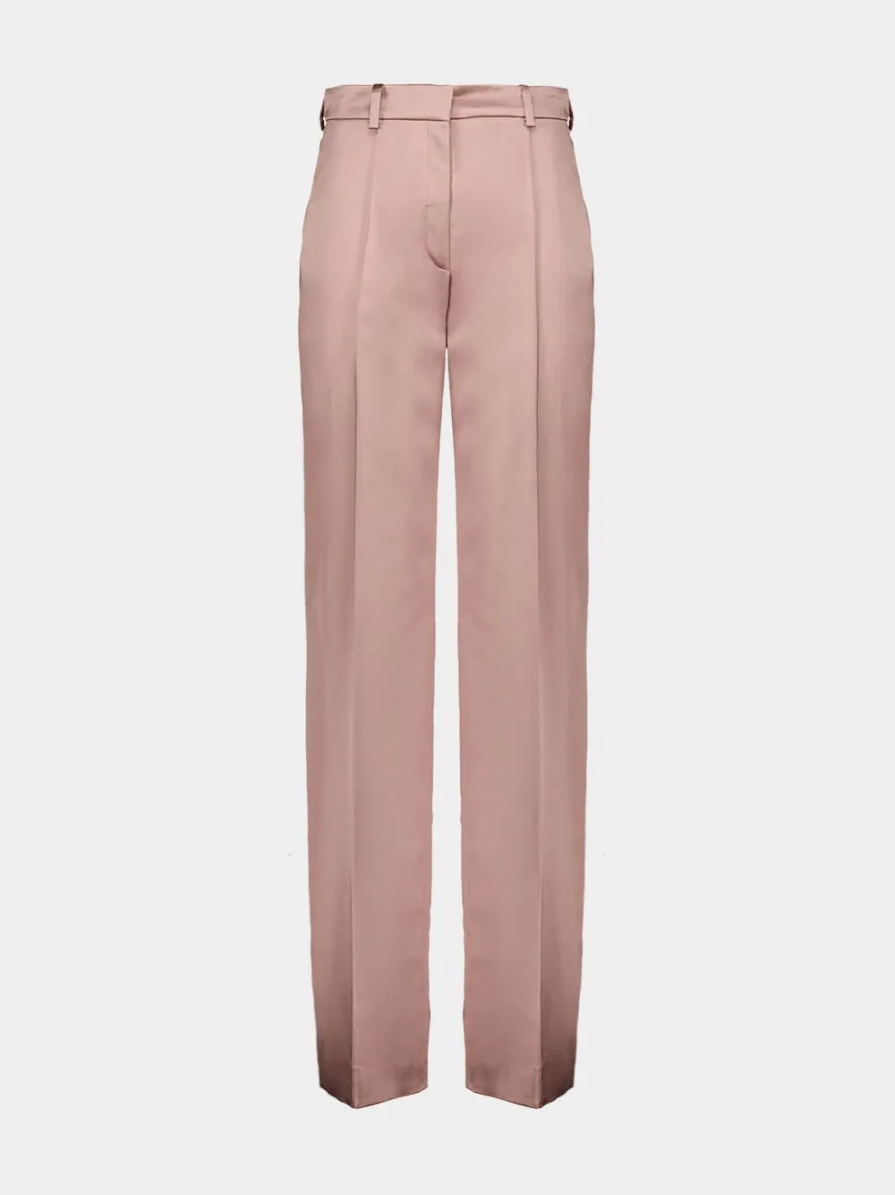 Old Pink Straight-Leg Tailored Satin Trousers