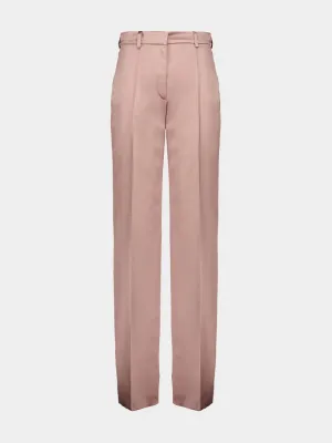 Old Pink Straight-Leg Tailored Satin Trousers