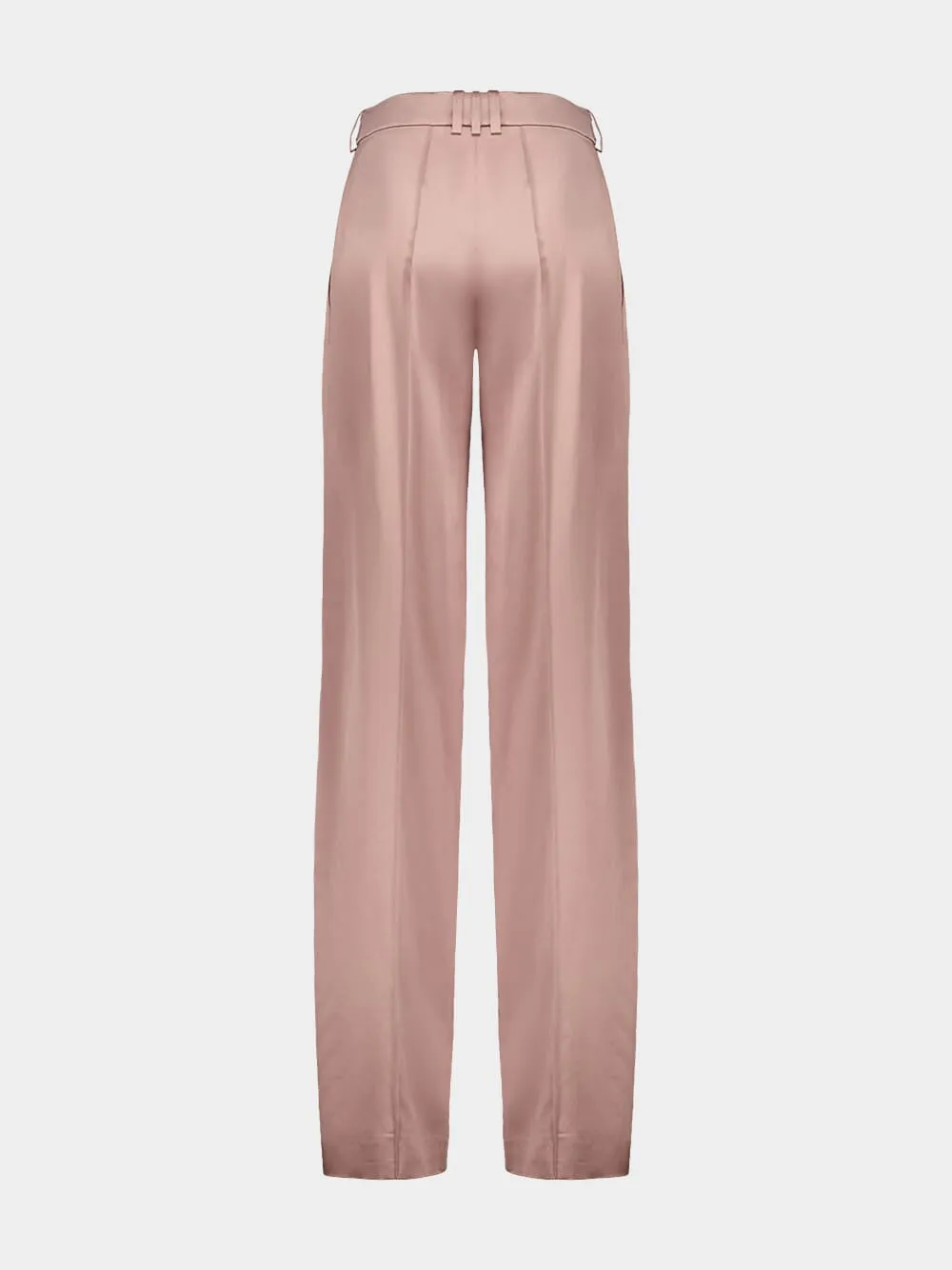 Old Pink Straight-Leg Tailored Satin Trousers