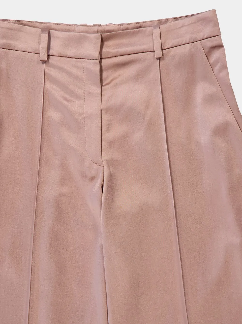 Old Pink Straight-Leg Tailored Satin Trousers