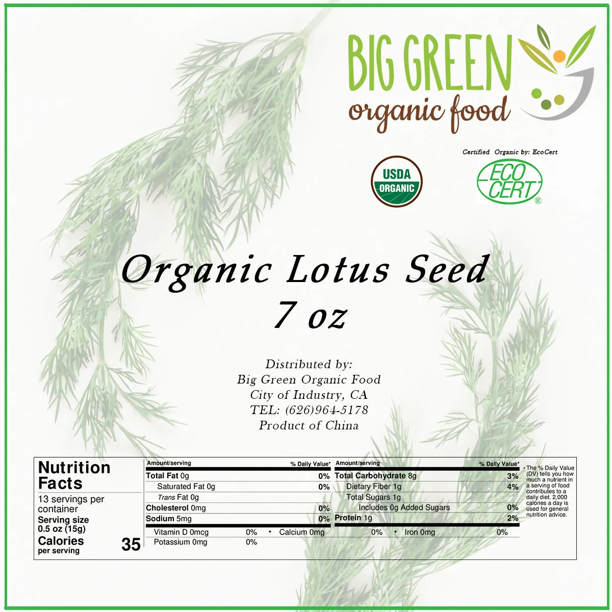 Organic Lotus Seeds, 7oz