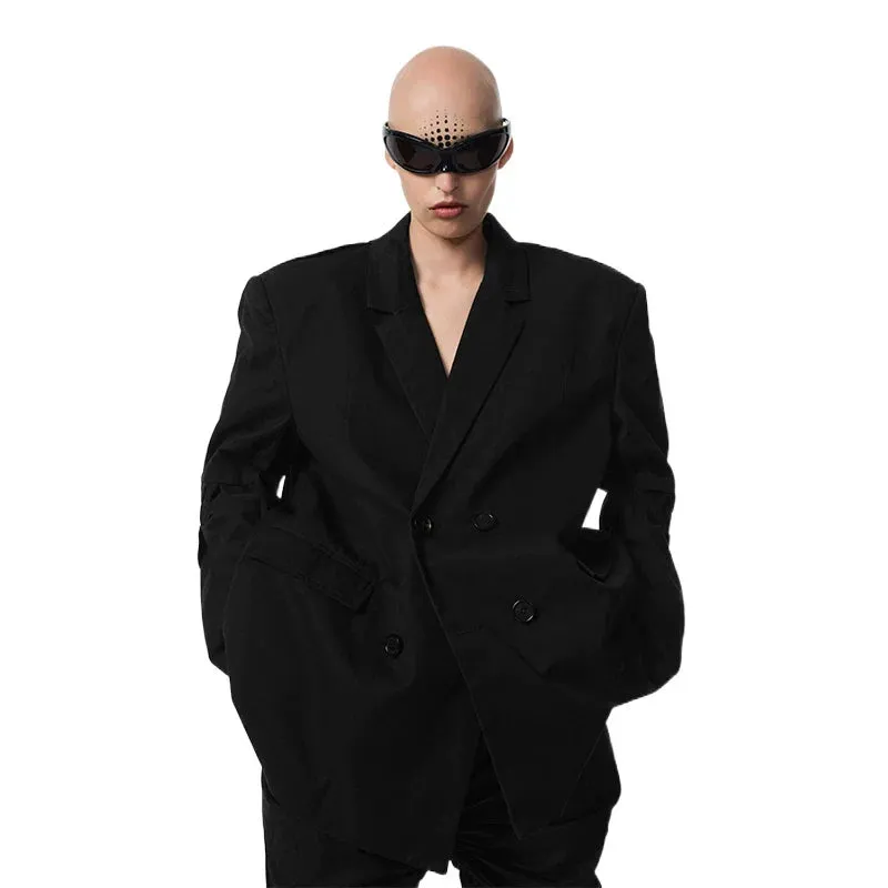 Oversized Double-Breasted Blazer and Wide-Leg Trousers