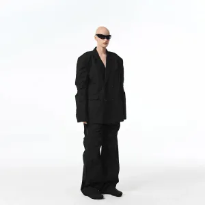 Oversized Double-Breasted Blazer and Wide-Leg Trousers