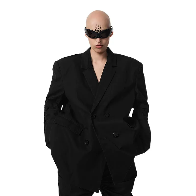 Oversized Double-Breasted Blazer and Wide-Leg Trousers