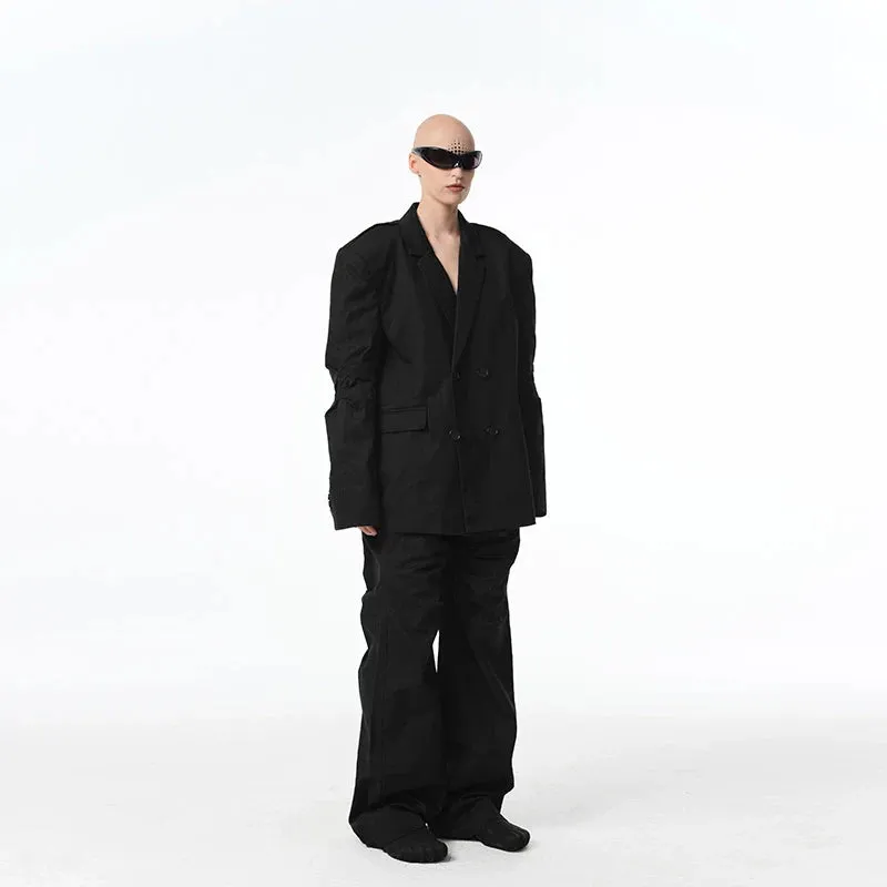 Oversized Double-Breasted Blazer and Wide-Leg Trousers