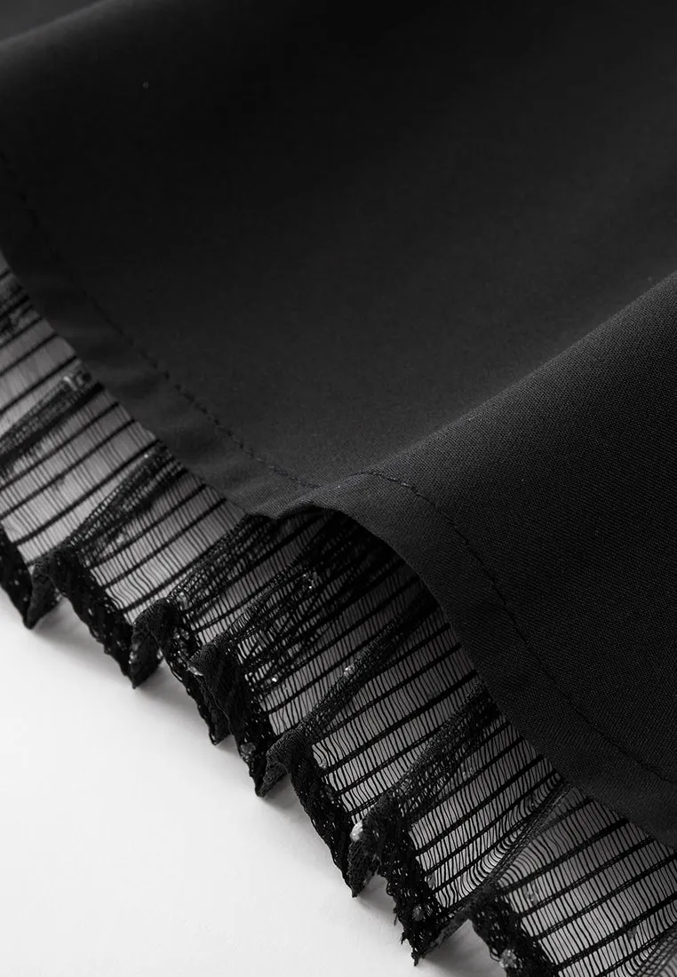 Paneled Mesh Embroidered Skirt