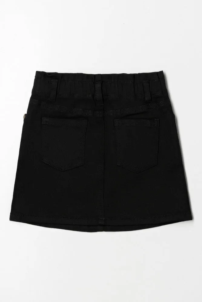 Paper Bag Denim Skirt Black