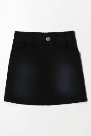 Paper Bag Denim Skirt Black