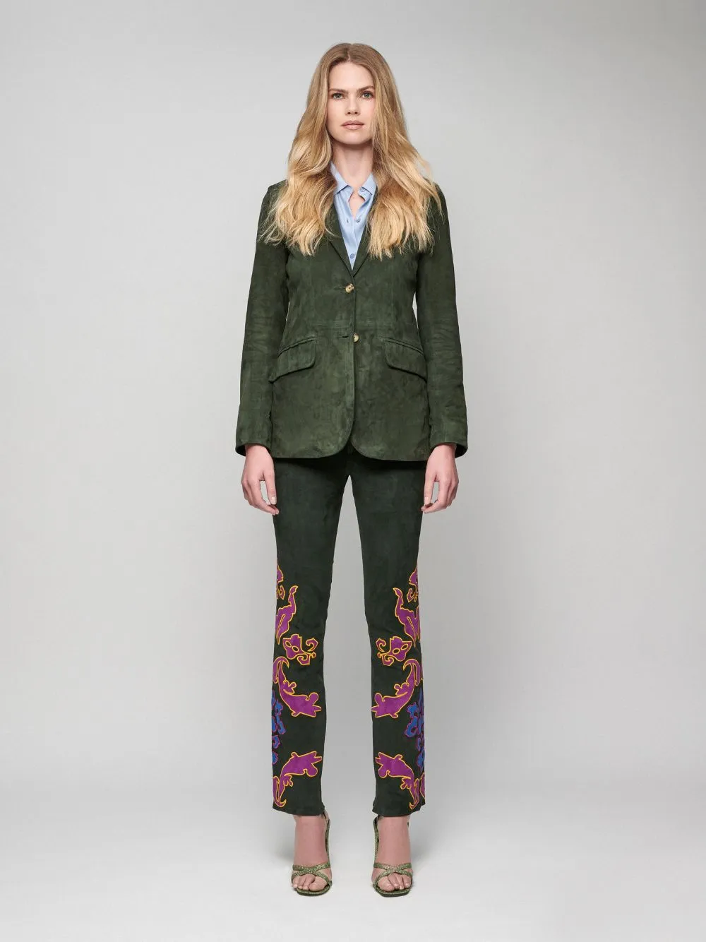 Paula Embroidered Suede Blazer