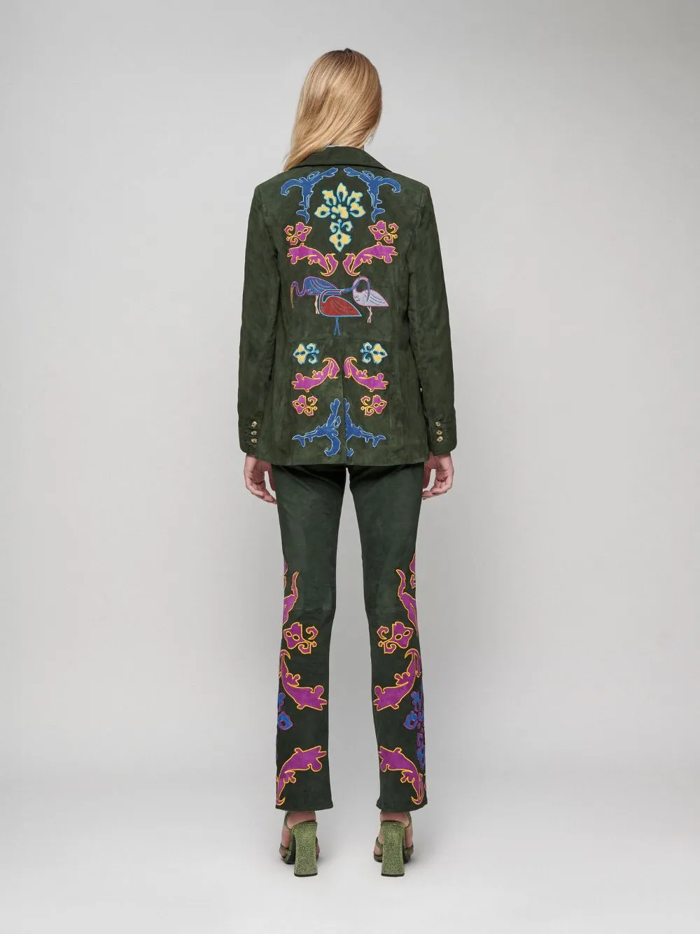 Paula Embroidered Suede Blazer