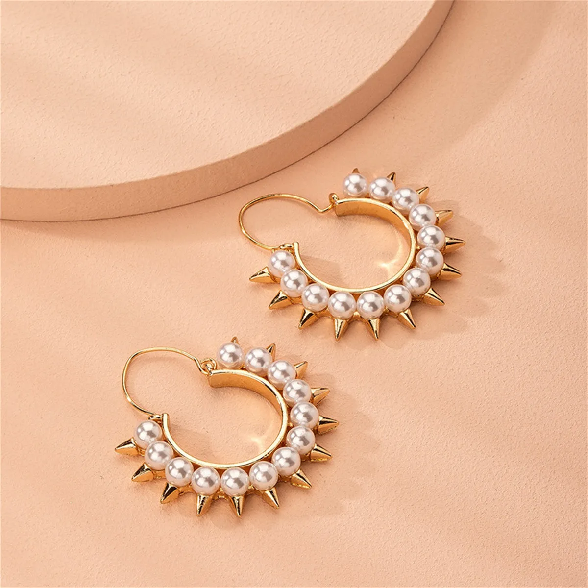 Pearl & 18K Gold-Plated Spike Hoop Earrings