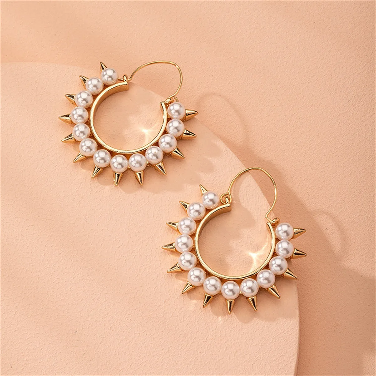Pearl & 18K Gold-Plated Spike Hoop Earrings