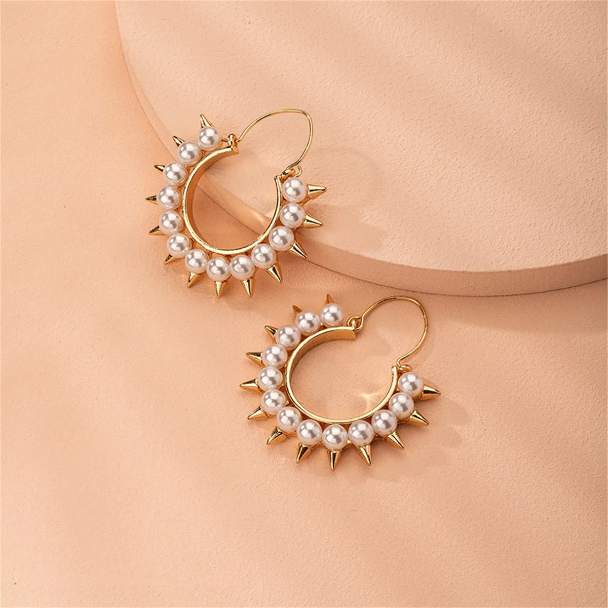 Pearl & 18K Gold-Plated Spike Hoop Earrings