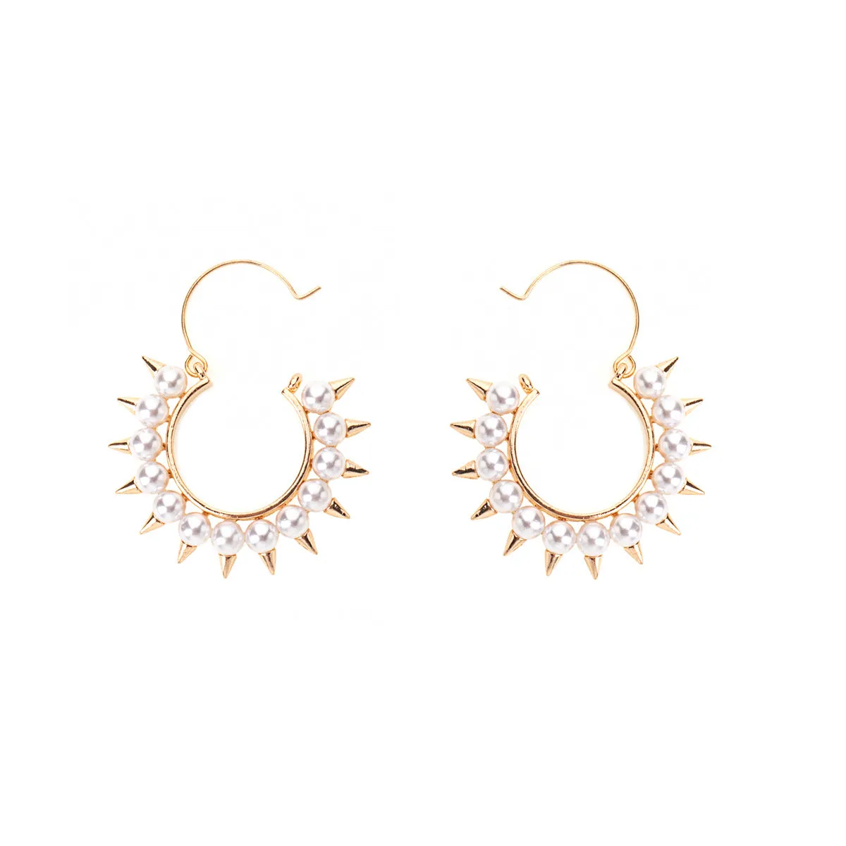 Pearl & 18K Gold-Plated Spike Hoop Earrings