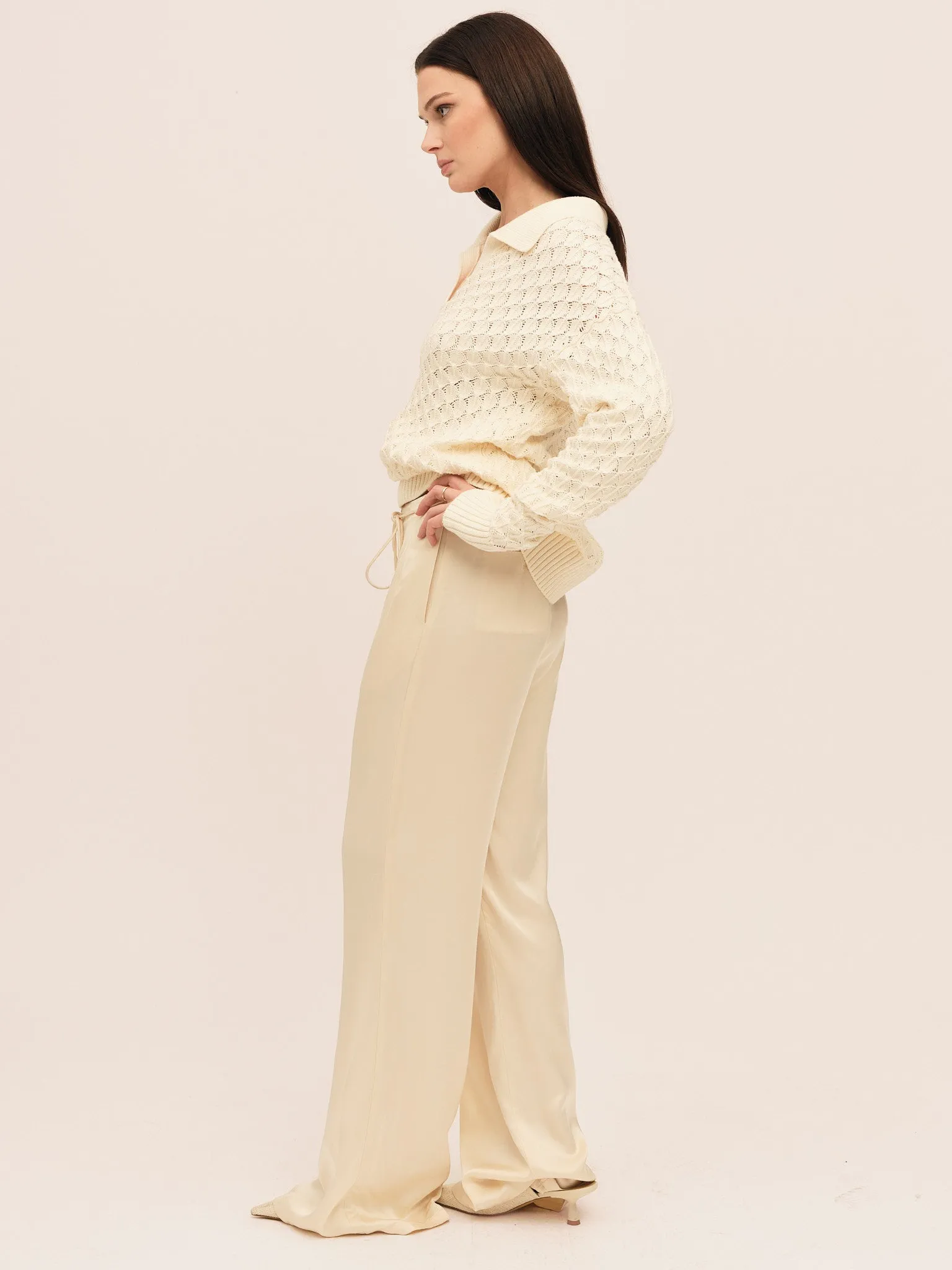 Pearl Polo Sweater - Winter White