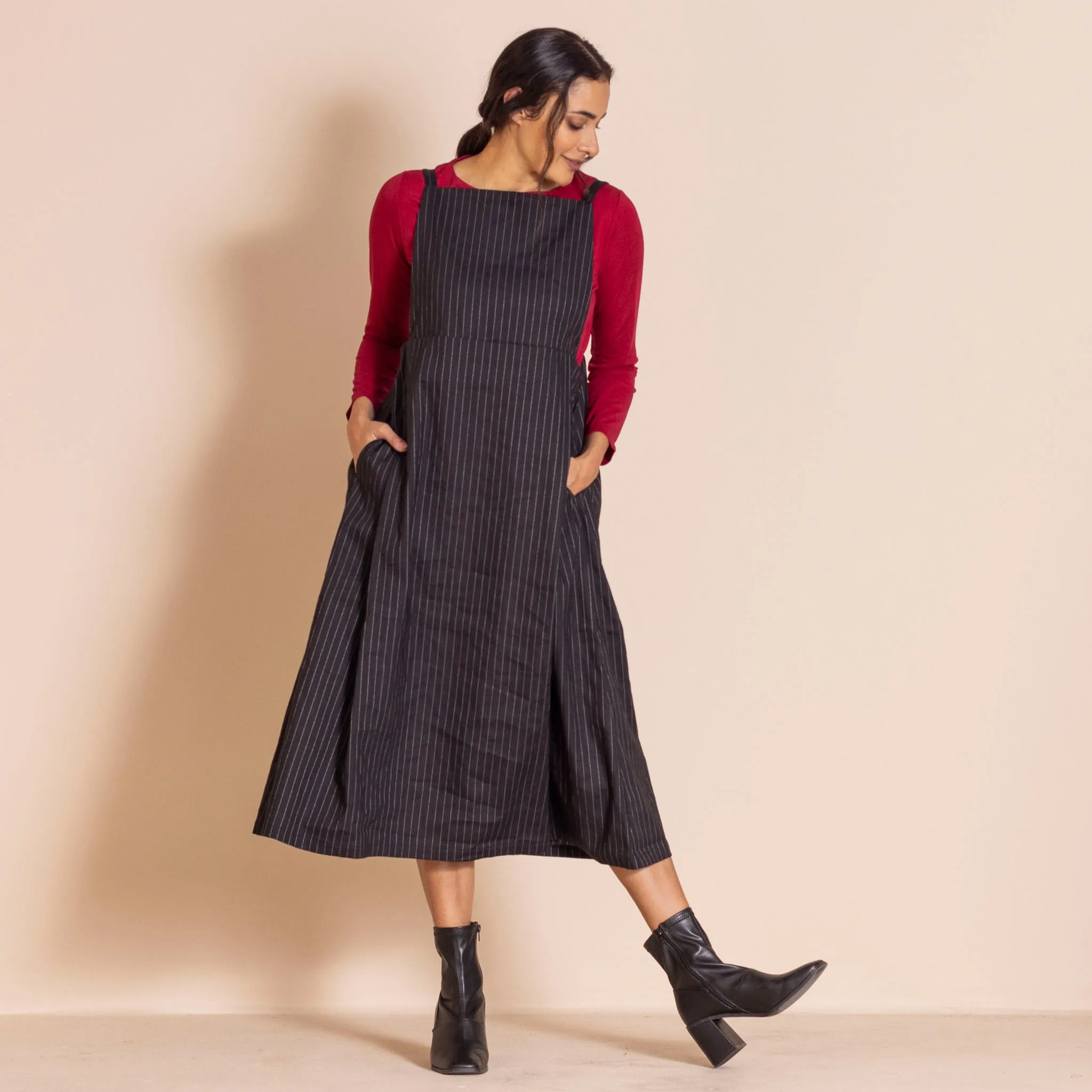 pinstripe pinafore