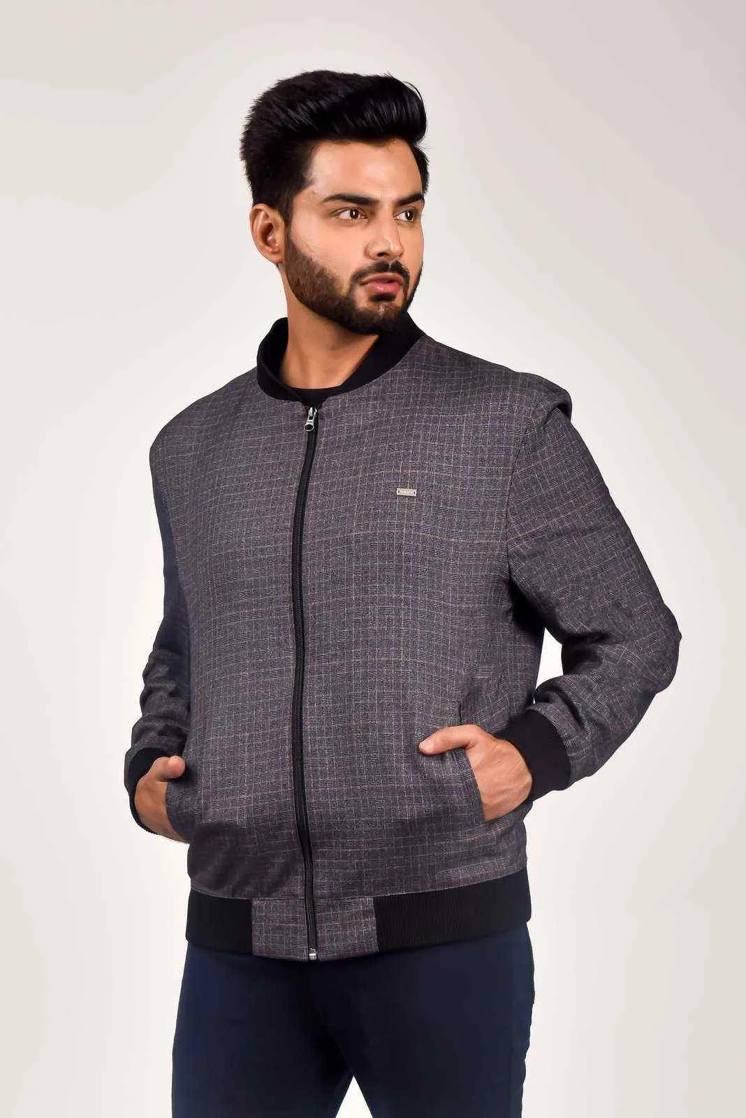 Plus Size Charcoal Zipper Jacket