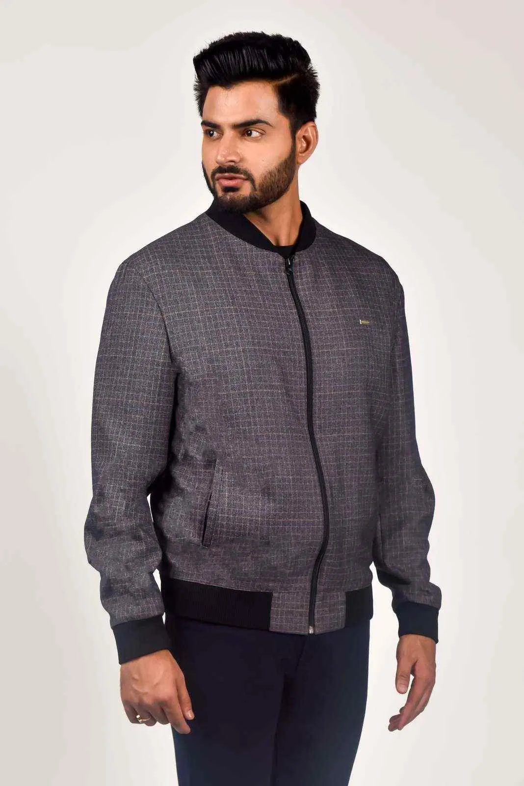 Plus Size Charcoal Zipper Jacket