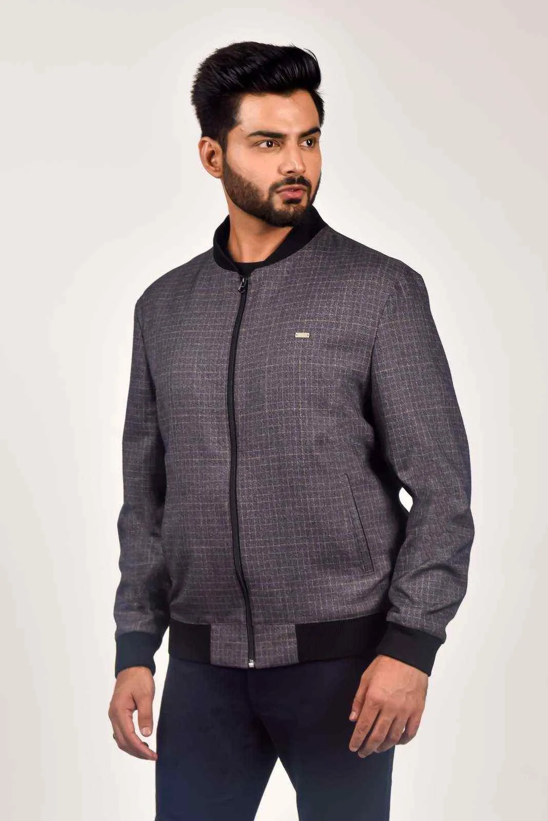 Plus Size Charcoal Zipper Jacket