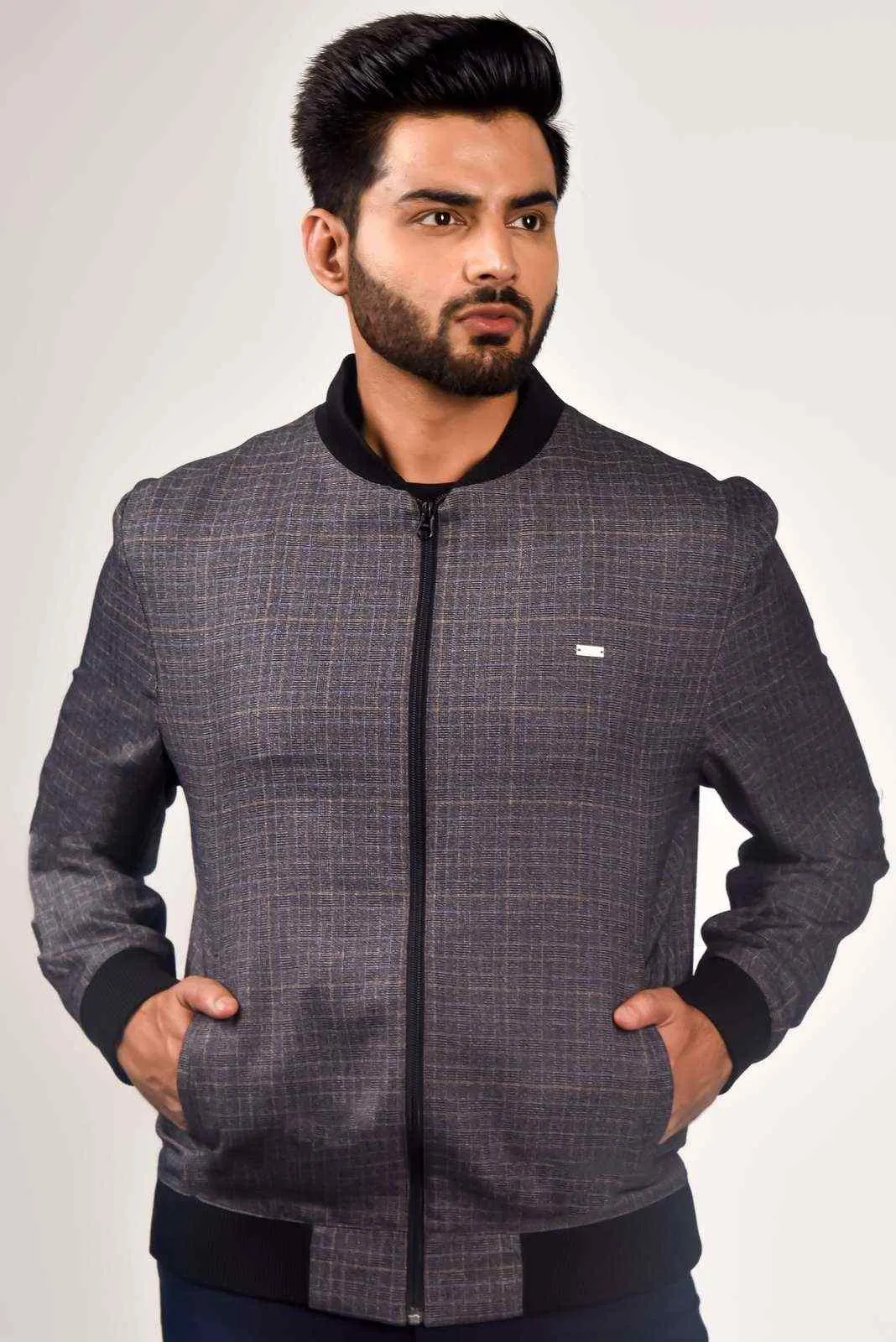 Plus Size Charcoal Zipper Jacket