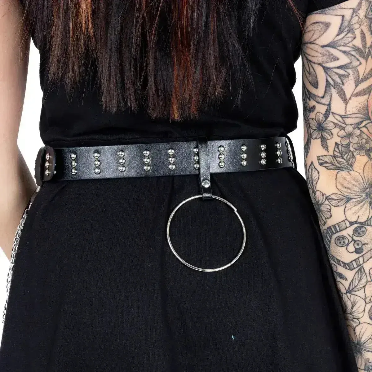 Poizen Industries Sena Belt - Studded Black Belt with Chains