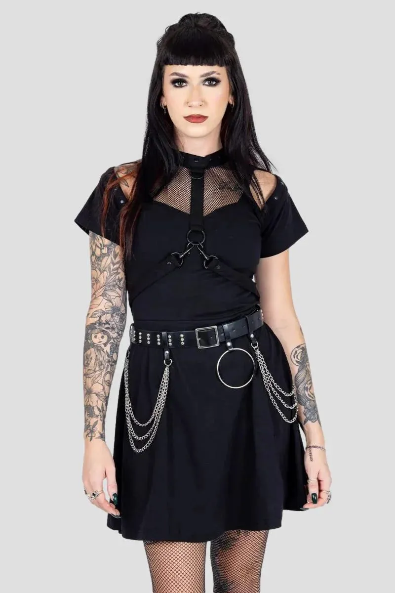 Poizen Industries Sena Belt - Studded Black Belt with Chains