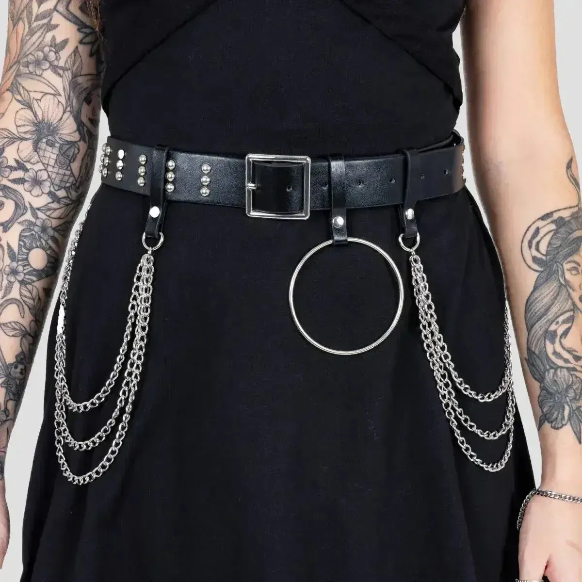 Poizen Industries Sena Belt - Studded Black Belt with Chains