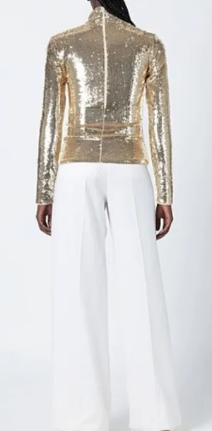 Polo Ralph Lauren Women's Gold Sequin Embellished Turtleneck Sweater – Size Large