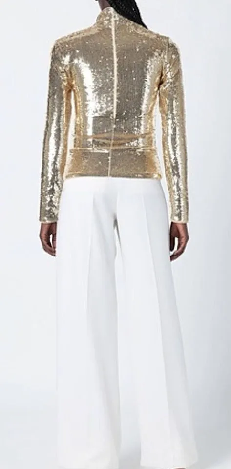 Polo Ralph Lauren Women's Gold Sequin Embellished Turtleneck Sweater – Size Large