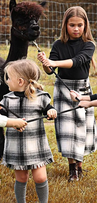 Pompomme Plaid Fringe Skirt
