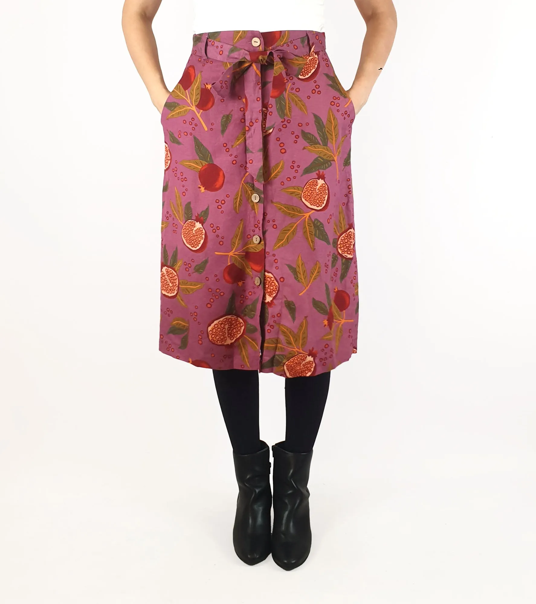 Princess Highway pink pomegranate print skirt size 10
