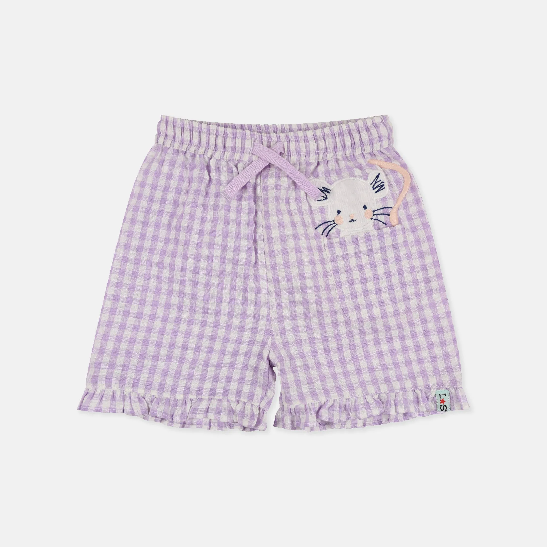 Purple Gingham Print Shorts