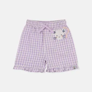 Purple Gingham Print Shorts