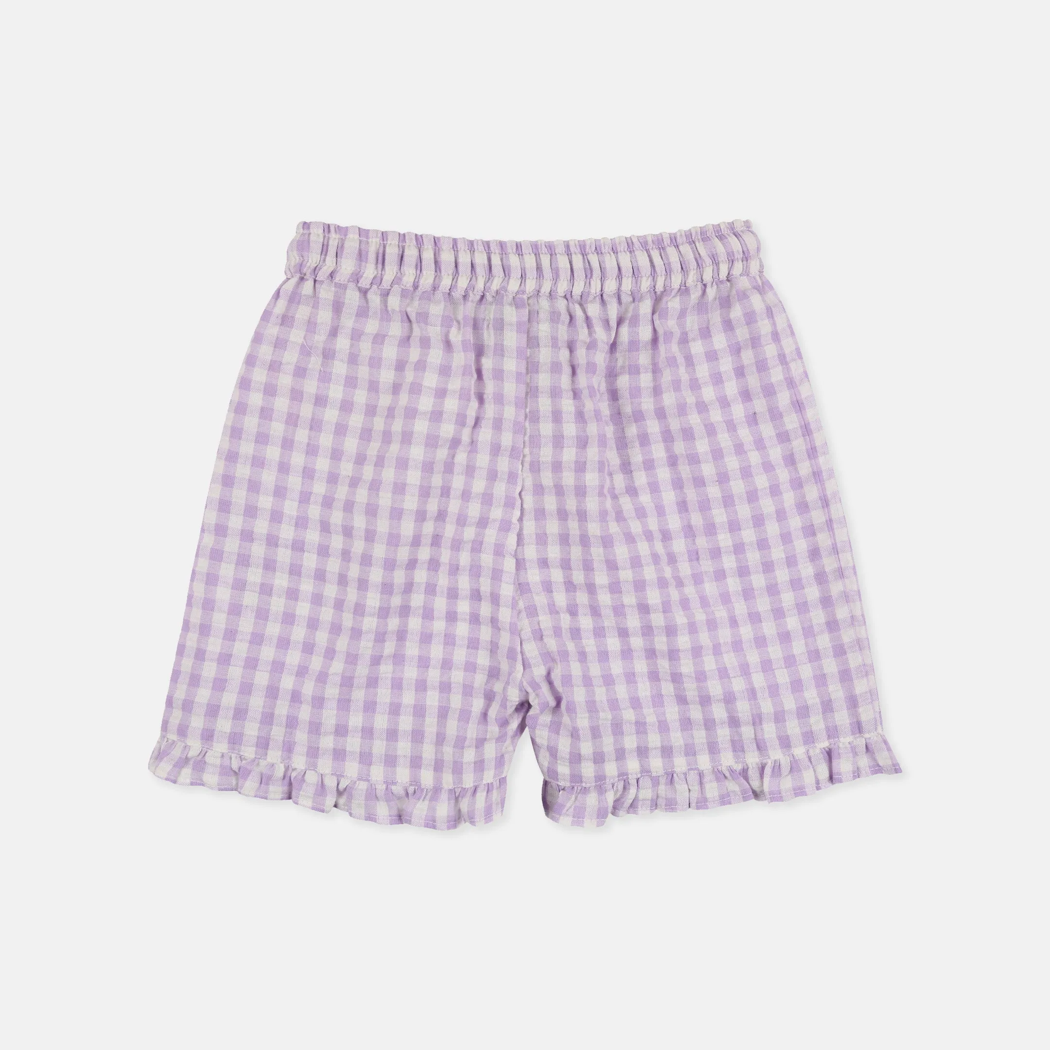 Purple Gingham Print Shorts