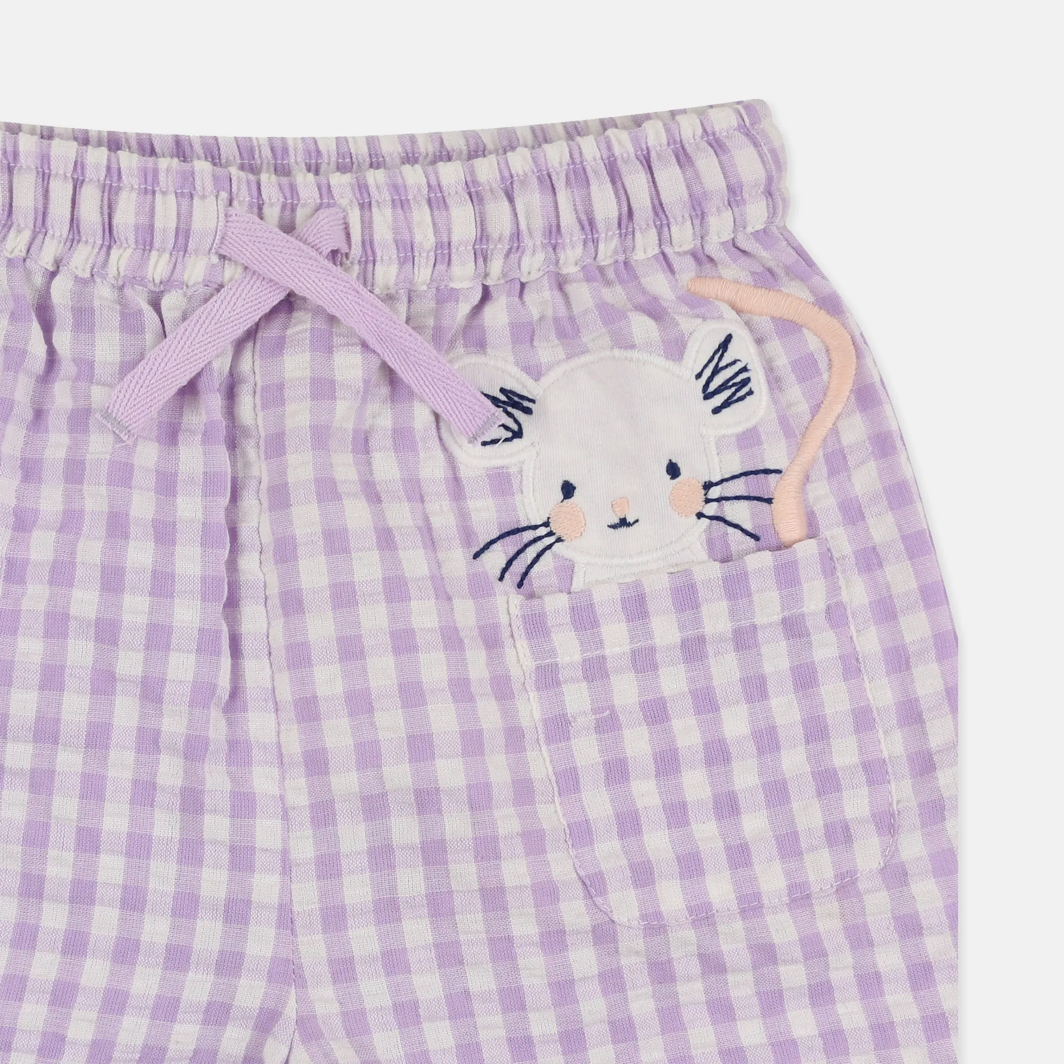 Purple Gingham Print Shorts