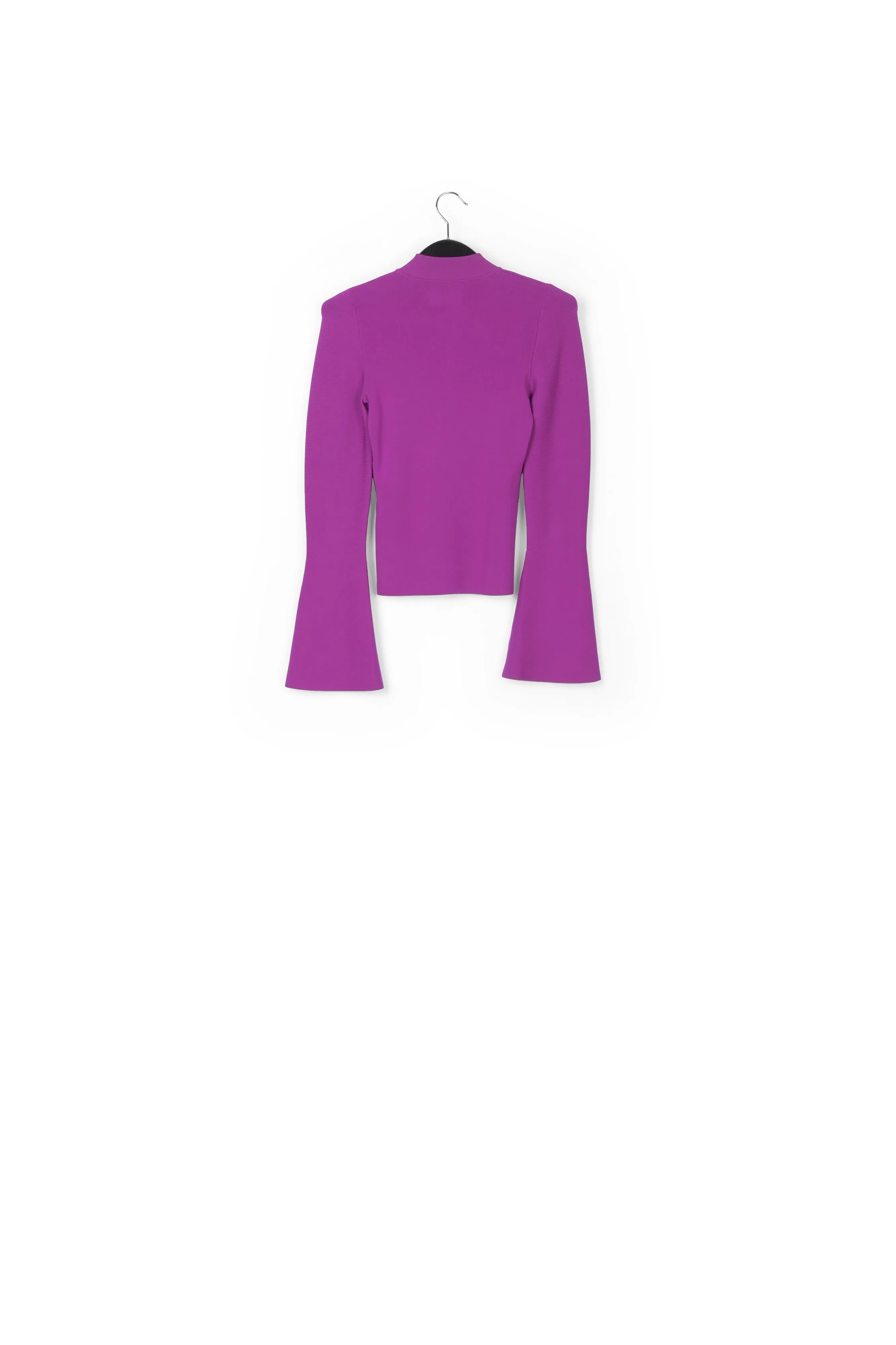 Purple slim-fit knit sweater with trumpet sleeves