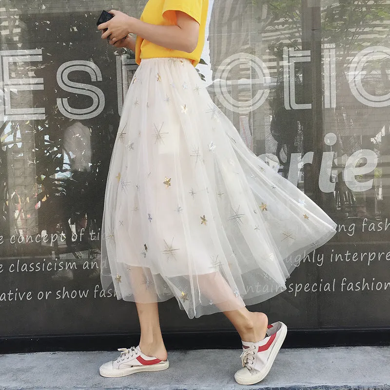 "STAR & MESH" SKIRT  W041002